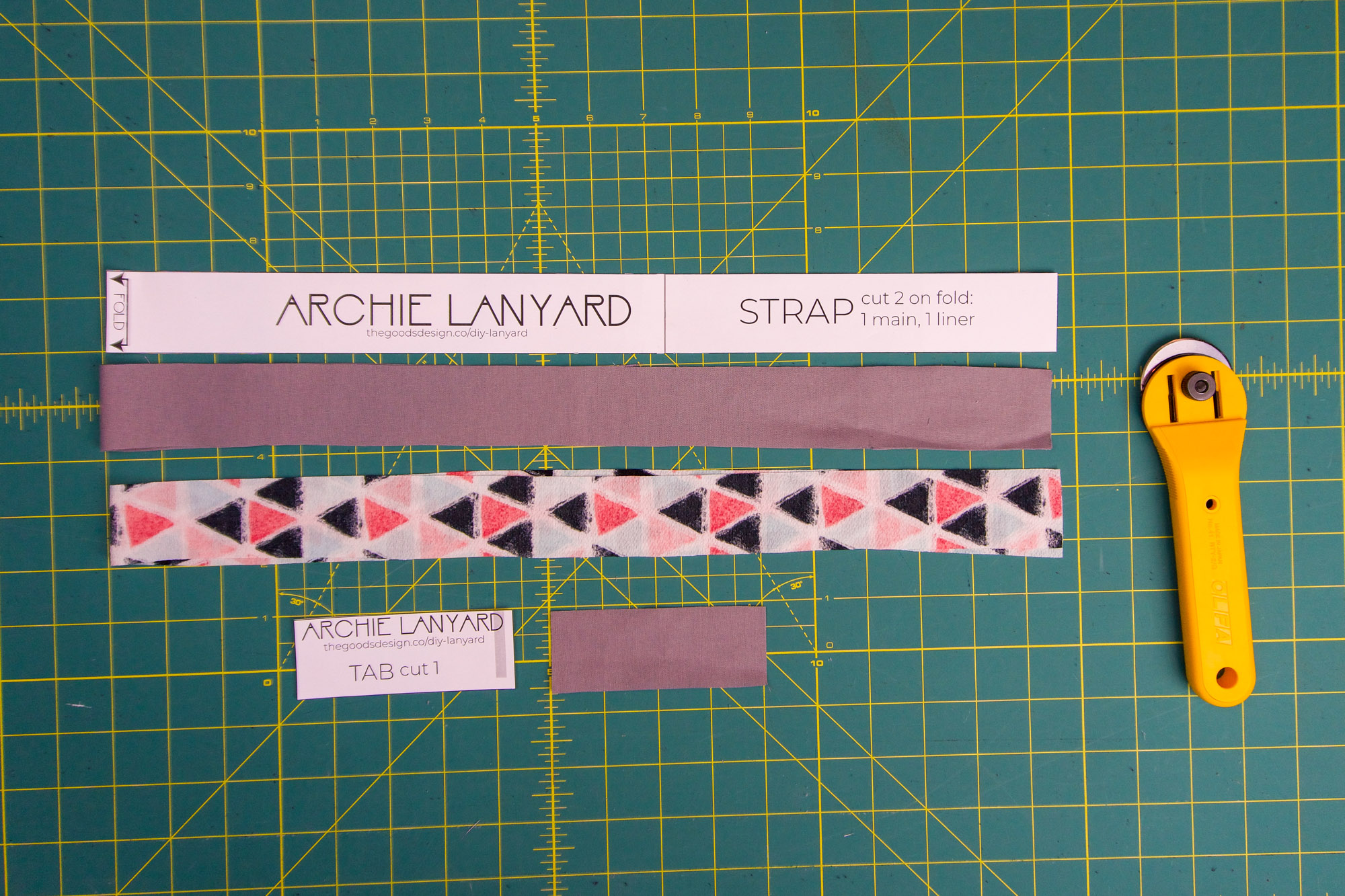 Cut pieces for homemade lanyard.