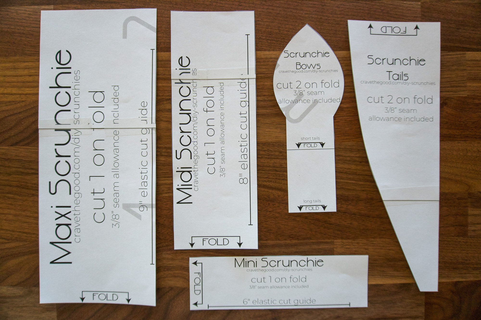 Overhead view of the pattern pieces.