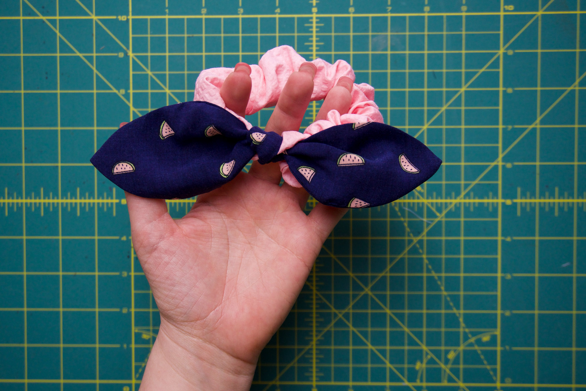 Bow tied to the scrunchie
