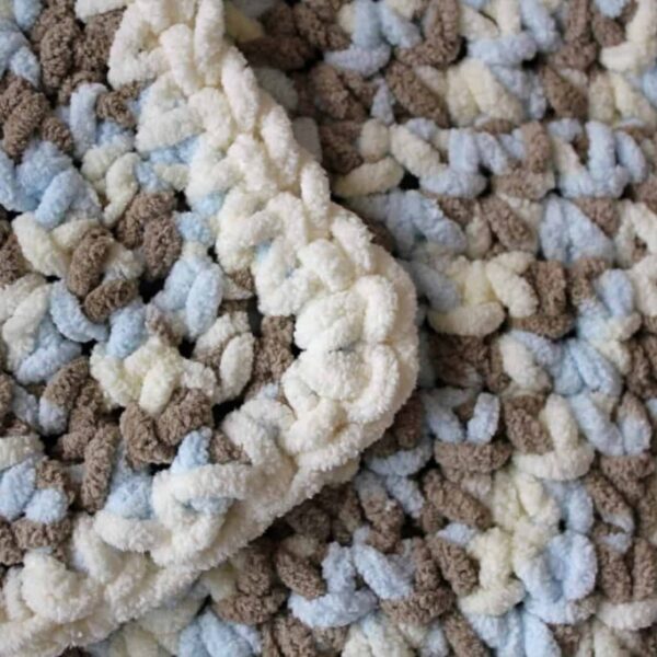 Showing the border of the crochet blanket.